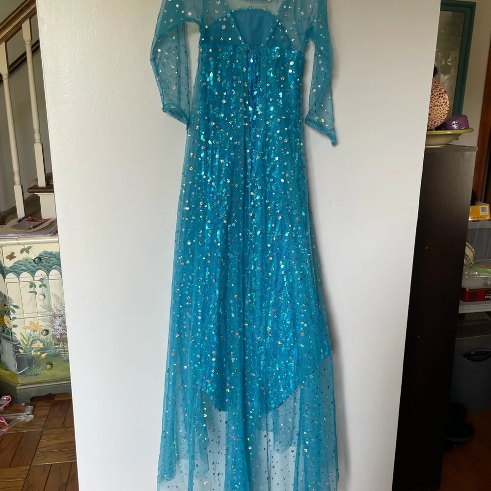Girl’s Blue Sequin Princess Dress, Halloween, Size M